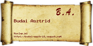 Budai Asztrid névjegykártya